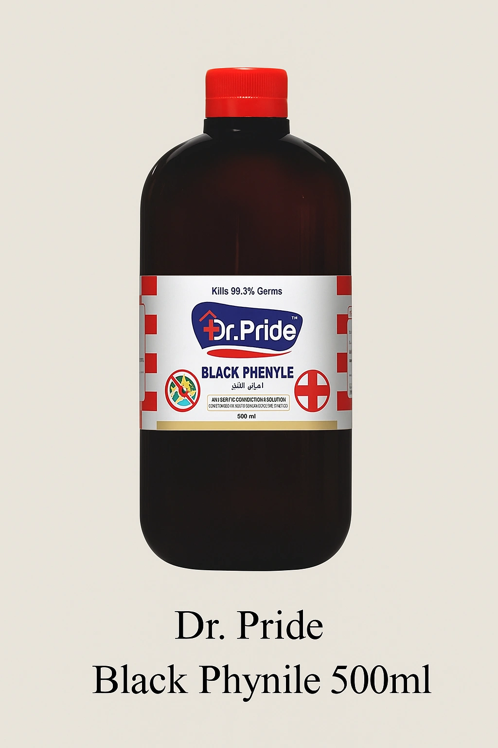 Dr. Pride Black Phenyle 500ml innovating cleaning products that kill 99.3% germs for powerful protection and hygiene.